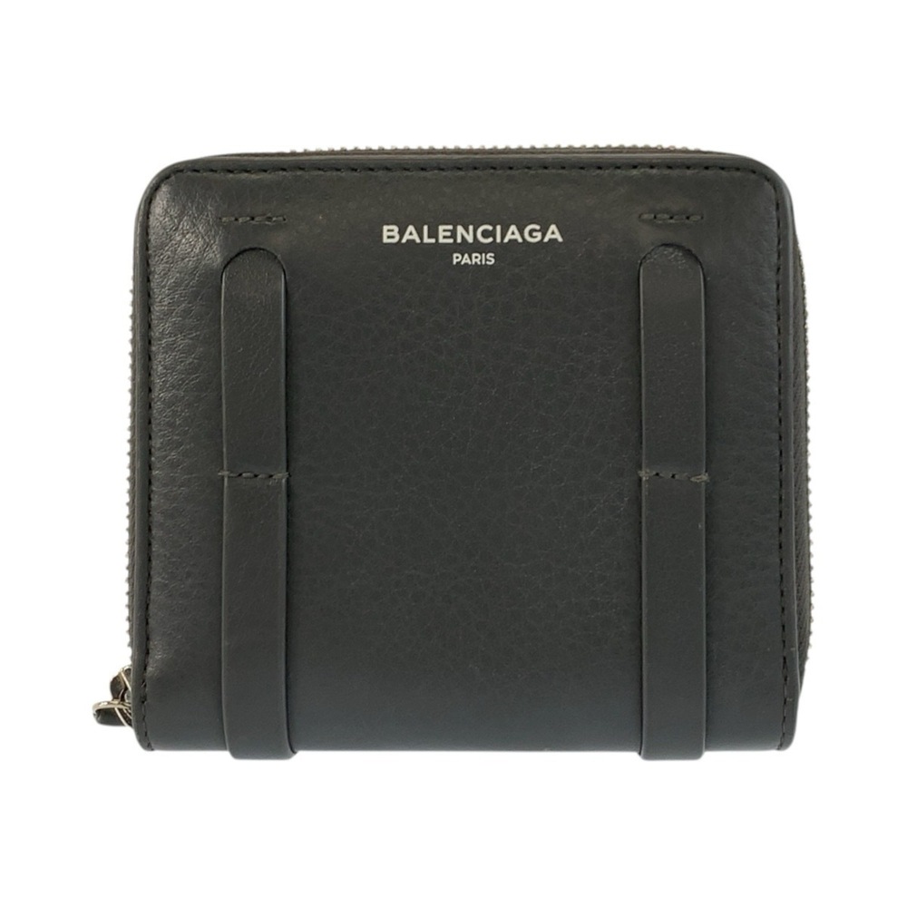 BALENCIAGA Everyday Wallet/Coin Purse, Grey, Silver Hardware, Leather, 489801...